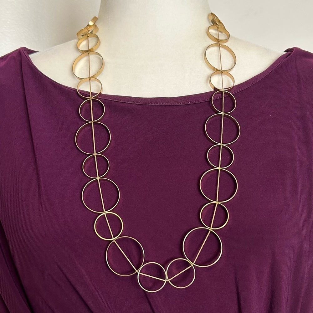 Gold Tone Circle Link Chain 28” Length